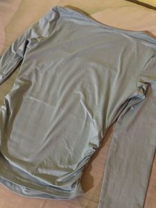Light Blue Ruched Long Sleeve Top