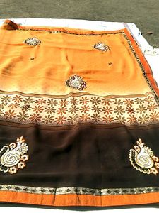 New Elegant Floral Embroidered Saree