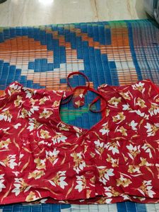 Red Floral Print Blouse