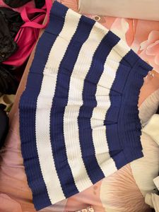 Striped Pleated Mini Skirt