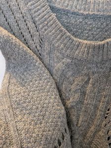 Grey Cable Knit Sleeveless Sweater Vest