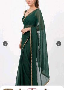 Elegant Emerald Green Saree with blouse peice