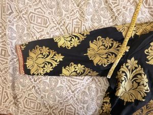 Banarsi Silk Black Print Kurta with Maroon