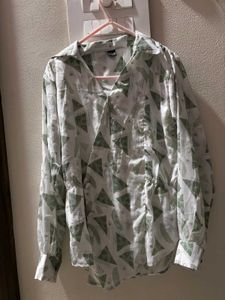 Patterned Button-Up white Shirt
