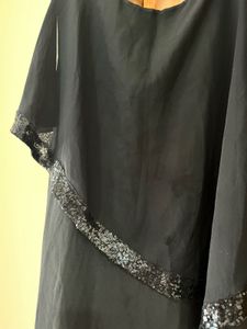 Elegant Black Sequin Overlay Dress