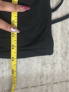 Black Tie-Front Crop Top