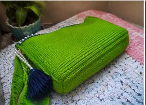 Handmade Green Crochet Sling Bag