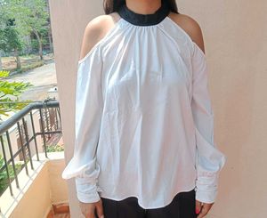 Stylish Cold Shoulder White Top