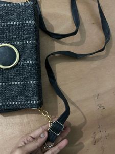 Stylish Black Woven Crossbody Bag