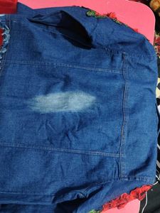 Denim Jacket with Floral Embroidery