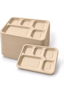 100 pieces Eco-Friendly 5-Compartment Trays