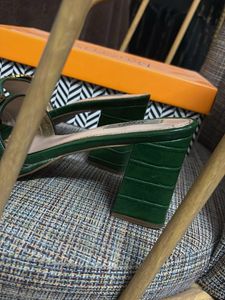 Rosso Brunello Green Heeled Mules
