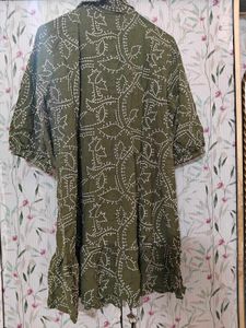 Westside Green Printed Shirt Dress