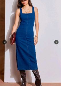Stylish Blue Denim Midi Dress
