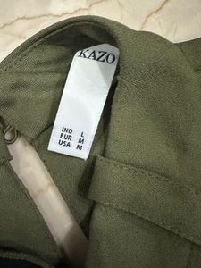 Kazo Chic Olive Green Asymmetrical Tunic Top