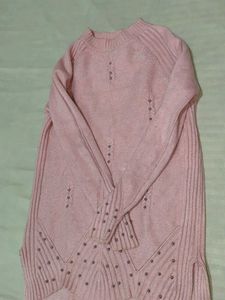 Pink Beaded Long Sleeve Sweater