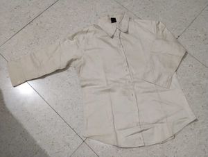 Classic Beige 3/4 Sleeve Shirt for Women