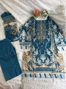 Elegant Teal Floral Kurta Set