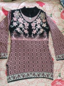 Pink & Black Floral Knit Sweater