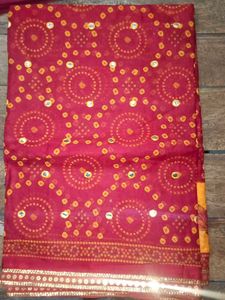 Vibrant Red Bandhani Saree