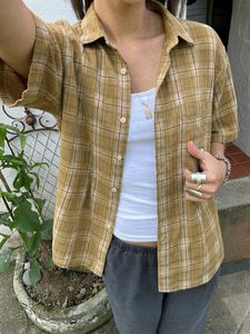 New with tag Korean Cute Plaid Button-Up Shirt