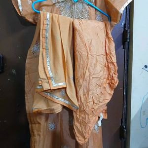Orange Embroidered Kurta Set with Dupatta