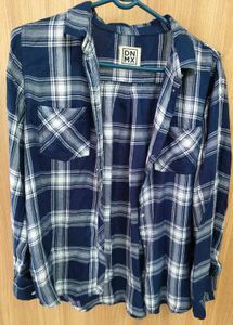 👕 DNMX Navy Blue &amp; White Plaid Shirt