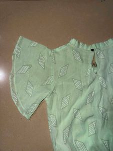 Light Green Printed Top with Charm