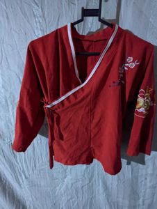 Red Embroidered Kimono