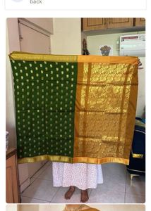 Pure Silk  Green Saree with Necklace Combo