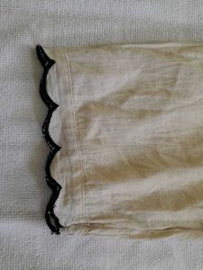 Embroidered Cream Kurta Pant Set