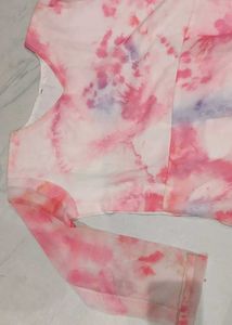 Elegant Pink Tie-Dye Maxi Dress one psc