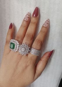 Combo Of 3- Stunning Emerald &amp; Diamond Ring