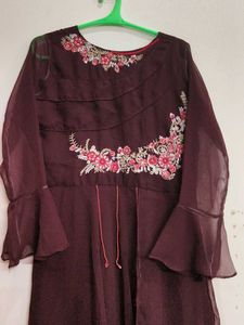 Embroidered Maroon gown