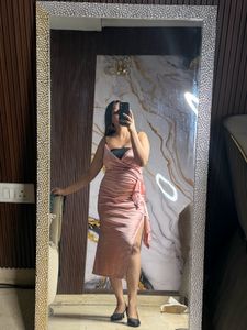 Satin Slip Dress with Ruffle Detail