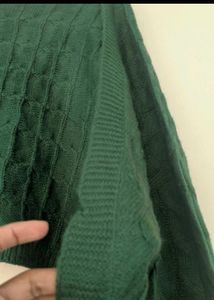 Green Cropped Knit Sweater
