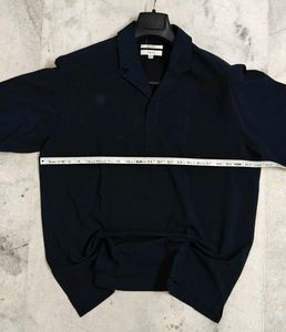 Men's Navy Blue Short Sleeve Button-Up T Shirt