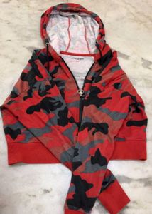 Red Camouflage Zip-Up Hoodie