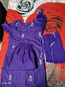 Purple Embroidered Kurti