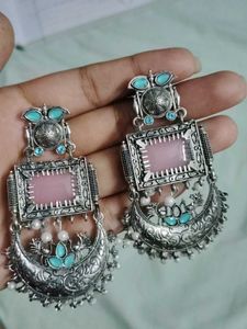 Designer Oxidised Jhumka Earrings