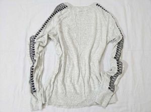 Light Grey Sweater with Embellished Sleeves