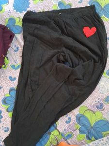 Comfy Black Pants with Red Heart Detail