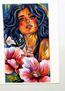 Vibrant Floral Portrait Painting