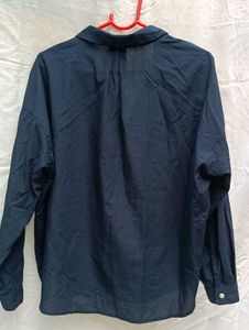 Navy Blue Collared V-Neck Shirt