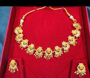 Elegant Gold-Tone Necklace &amp; Earring Set