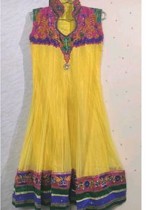 Patterned anarkali Yellow Dress 🟡