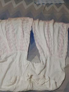 Pink Striped Kurta with White Pants Set