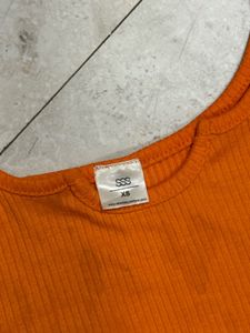 Ribbed Orange Cropped Tank Top