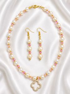 Pearl Necklace and Earrings Set