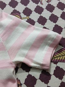 Pink &amp; White Striped Polo Shirt